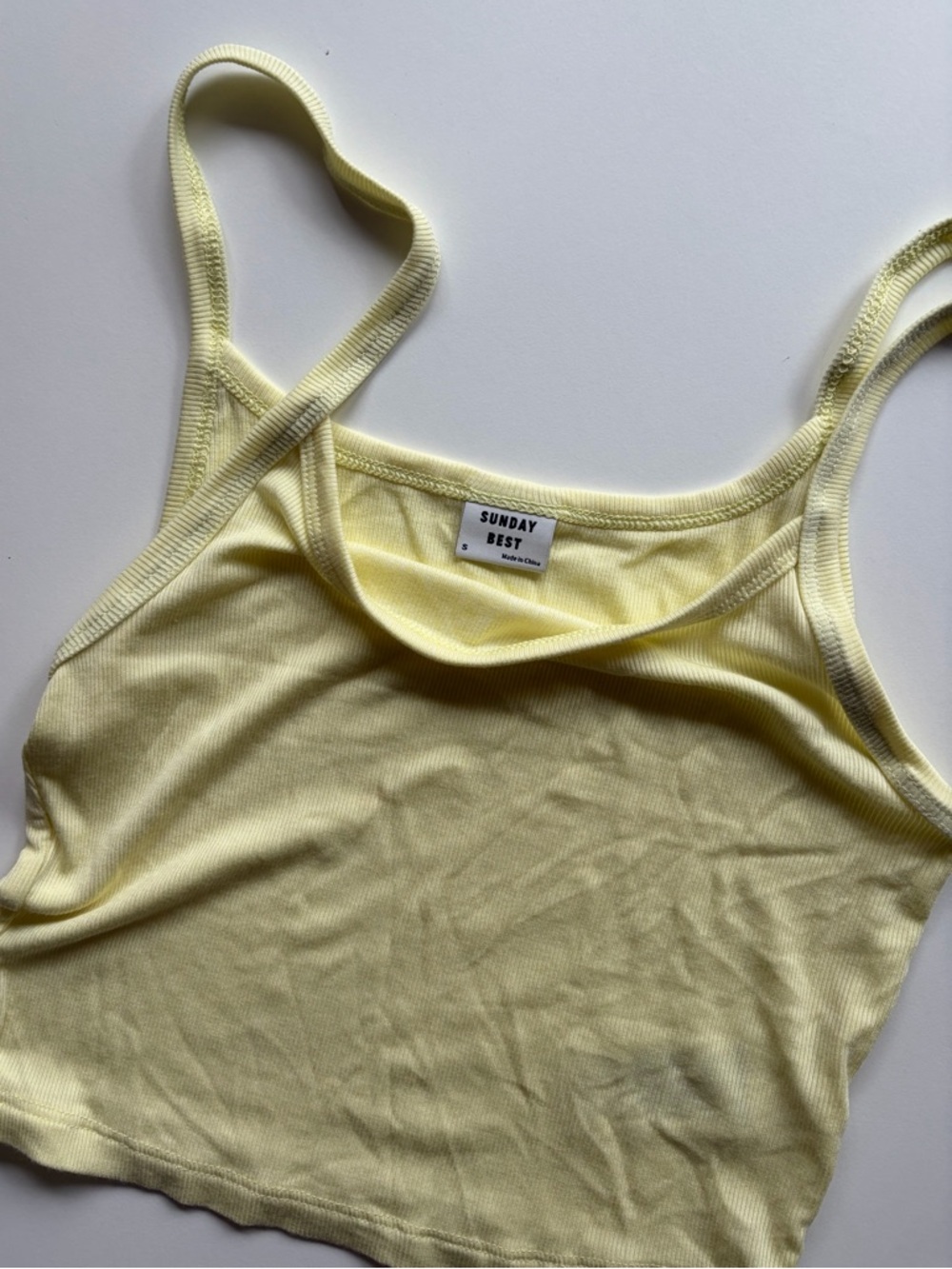 Sunday Best Pale Yellow Ribbed Camisole Tank